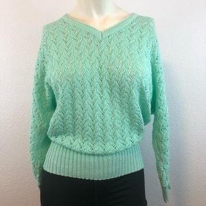 R & K originals mint green crochet sweater